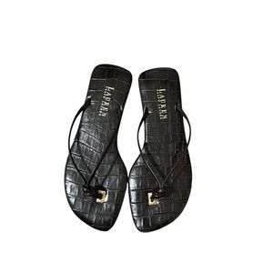 Dark brown leather Lauren Ralph Lauren flip flops size 6 B
